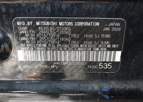 2020 Mitsubishi Eclipse Cross Es from USA, damaged, VIN JA4AT3AA3LZ032827